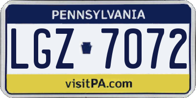 PA license plate LGZ7072
