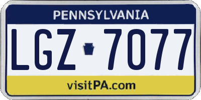 PA license plate LGZ7077