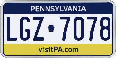PA license plate LGZ7078