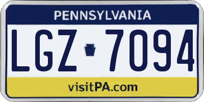 PA license plate LGZ7094