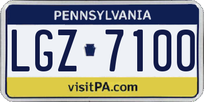 PA license plate LGZ7100