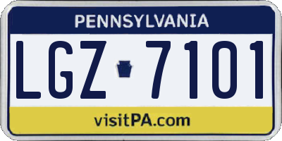 PA license plate LGZ7101