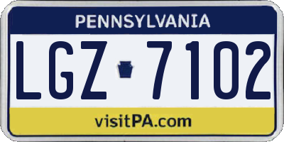 PA license plate LGZ7102