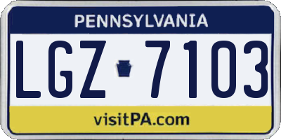 PA license plate LGZ7103