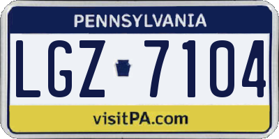 PA license plate LGZ7104