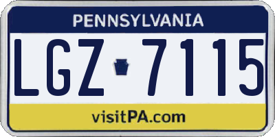 PA license plate LGZ7115