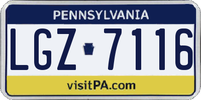 PA license plate LGZ7116