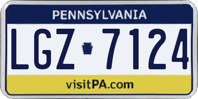PA license plate LGZ7124