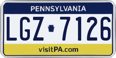 PA license plate LGZ7126