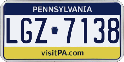 PA license plate LGZ7138
