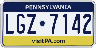 PA license plate LGZ7142