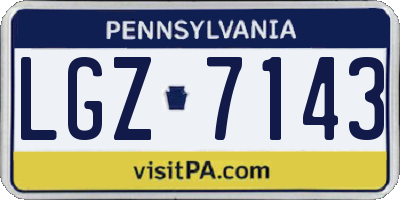 PA license plate LGZ7143