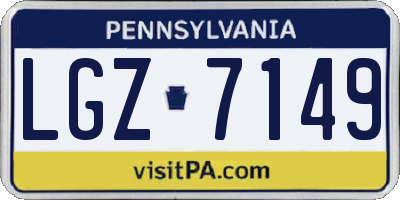 PA license plate LGZ7149