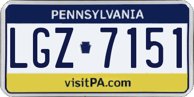 PA license plate LGZ7151