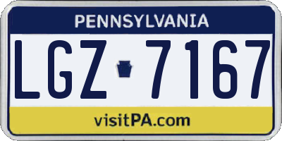 PA license plate LGZ7167
