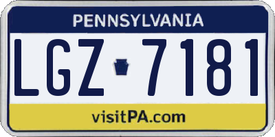 PA license plate LGZ7181