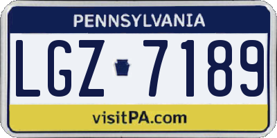 PA license plate LGZ7189