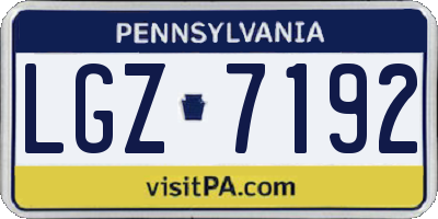 PA license plate LGZ7192