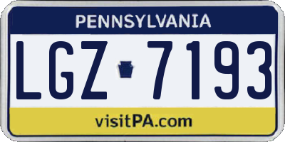 PA license plate LGZ7193