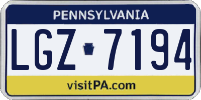 PA license plate LGZ7194