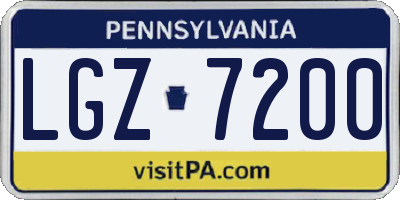 PA license plate LGZ7200