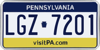 PA license plate LGZ7201
