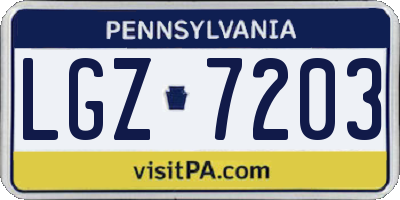 PA license plate LGZ7203