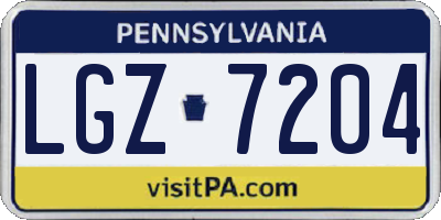 PA license plate LGZ7204