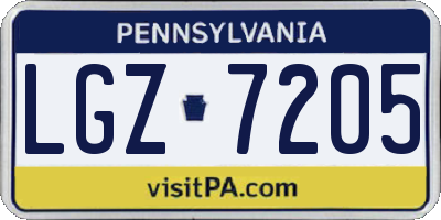 PA license plate LGZ7205