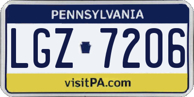 PA license plate LGZ7206