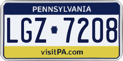 PA license plate LGZ7208