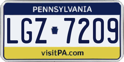 PA license plate LGZ7209