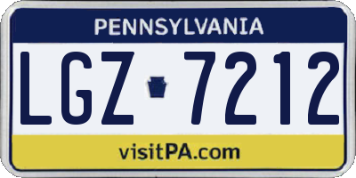 PA license plate LGZ7212