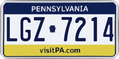 PA license plate LGZ7214