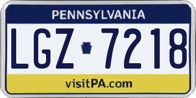 PA license plate LGZ7218