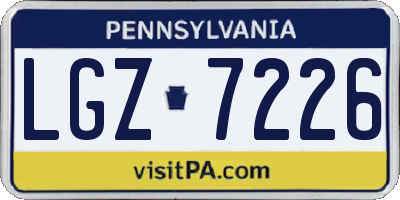 PA license plate LGZ7226