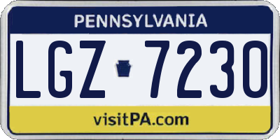 PA license plate LGZ7230