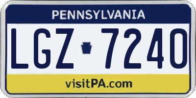 PA license plate LGZ7240