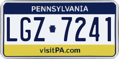PA license plate LGZ7241