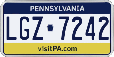 PA license plate LGZ7242