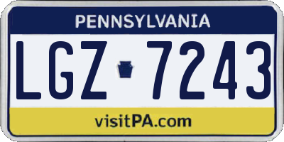 PA license plate LGZ7243
