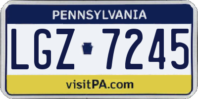 PA license plate LGZ7245