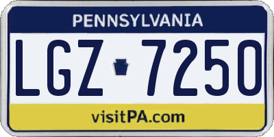 PA license plate LGZ7250