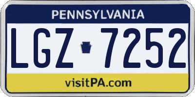 PA license plate LGZ7252