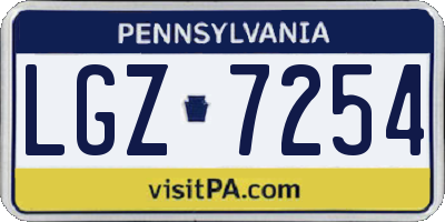 PA license plate LGZ7254