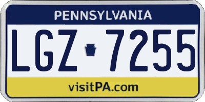 PA license plate LGZ7255