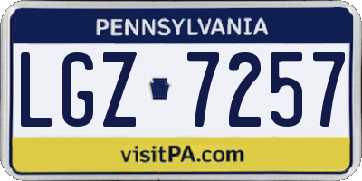 PA license plate LGZ7257
