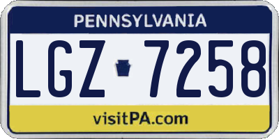 PA license plate LGZ7258