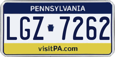 PA license plate LGZ7262