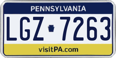 PA license plate LGZ7263